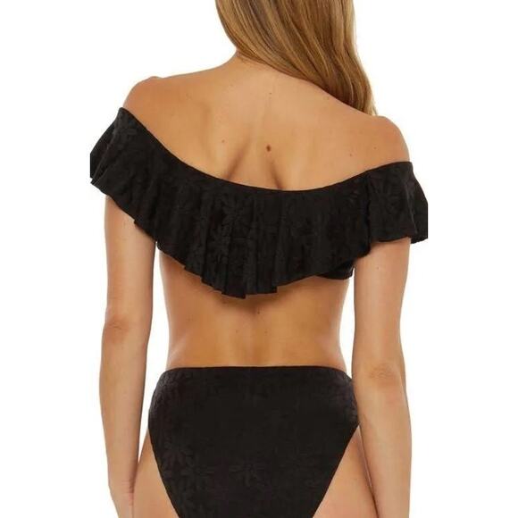 NWT! Trina Turk Joplin Jacquard Off the Shoulder Ruffle Bandeau Top - Size 8 - Picture 3 of 10